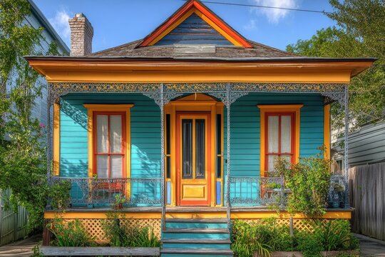 New Orleans House: Colorful Architectural Home in Vibrant Marigny Neighborhood of Louisiana