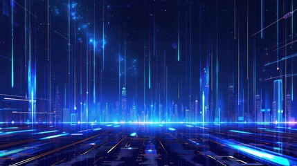 Neon Cityscape under a Digital Sky