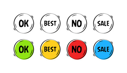 Comic style message bubble set icons. Flat and linear style. Vector icons.