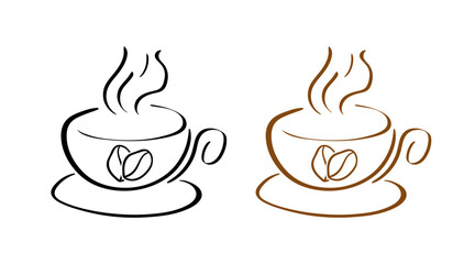 Coffee logo set icons. Flat and silhouette style. Vector icons.