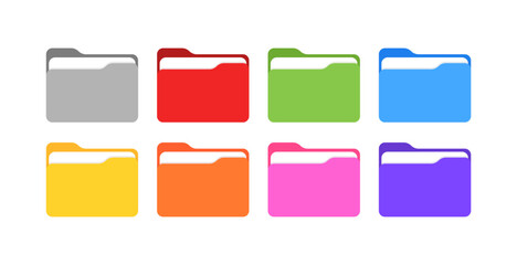 Folder set icons. Flat style. Vector illustration.