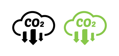 CO2 icons. Linear and flat style. Vector icons.