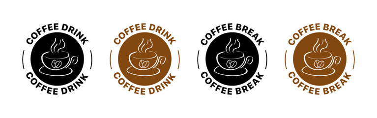 Coffee logo set icons. Flat and silhouette style. Vector icons.