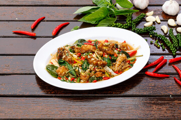 Spicy grouper fish fried- Asian food style
