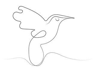 One-line art pigeon-bird logo vector icon illustration design