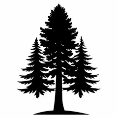 A Redwood tree silhouette black color vector style white background