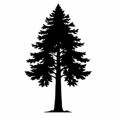 A Redwood tree silhouette black color vector style white background