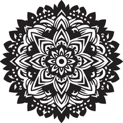 Mandala  Black and White Logo Vector art illustration Graphic – SVG Design.