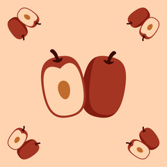 jujube fruit seamless for pattern fabric, simple jujube fruit cute repeat in square background, illustration fruit pattern wallpaper
