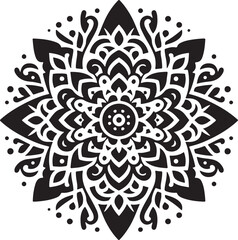 Mandala  Black and White Logo Vector art illustration Graphic – SVG Design.