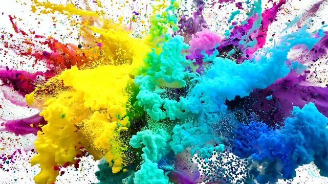 Vibrant colorful powder exploding in spectacular slow motion display