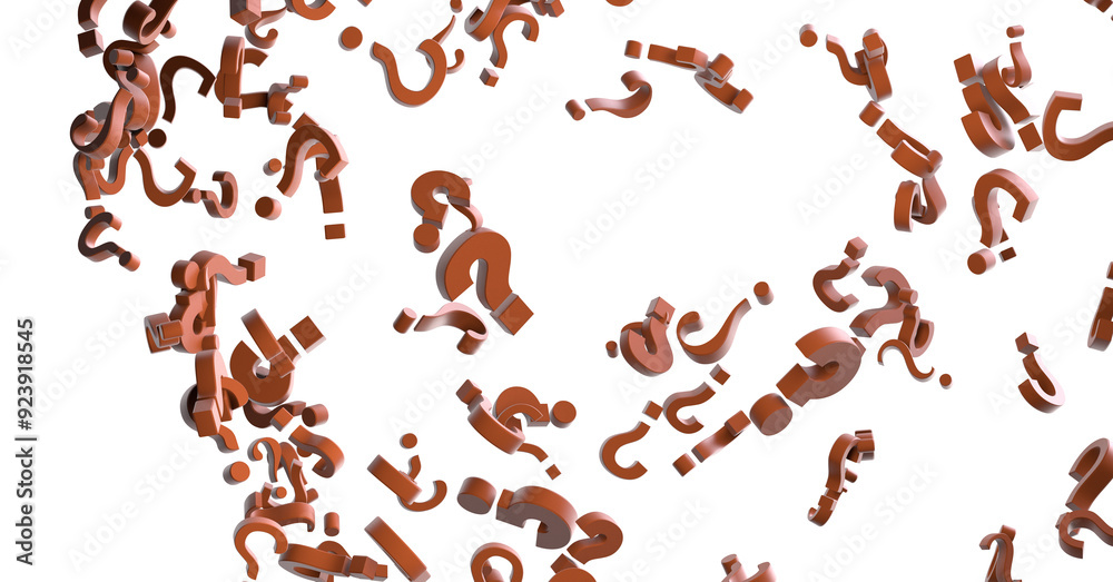 Poster question marks background. 3D Rendering.