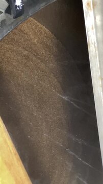 recirculation Mashing mash tun in a Stainless Kettle at beer brewery Cream Ale with Crushed Barley and malt after wort brewing
