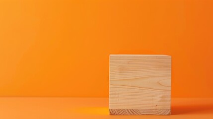 COVID 19 concept Staying safe at home wooden cube and orange background