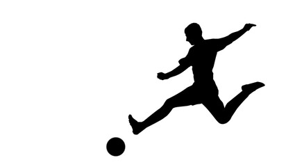 Soccer player, soccer player black white. Soccer player silhouette.