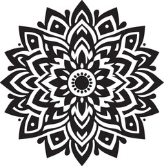 Mandala  Black and White Logo Vector art illustration Graphic – SVG Design.