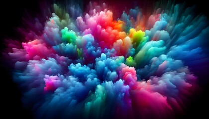 Obraz premium a soft explosion of colorful smoke and clouds. Wisps of smoke dissipate into the background , Diwali celebration