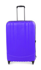 One violet blue suitcase isolated on white