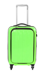 One light green suitcase isolated on white
