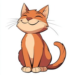 Obraz premium Simple clipart of a happy cat with whiskers, cartoon style