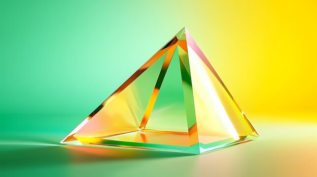 Futuristic Geometric Prism Design in Primary Colors on Green Background - Abstract 3D Render Using Keyshot and Fusion 360