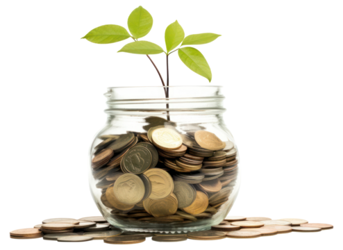 PNG Growing money savings jar plant, transparent background - Powered by Adobe
