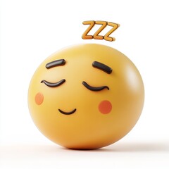 Fototapeta premium Sleepy emoji with closed eyes and a relaxed expression