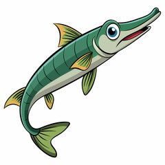  Garfish vector style with white background