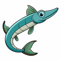  Garfish vector style with white background
