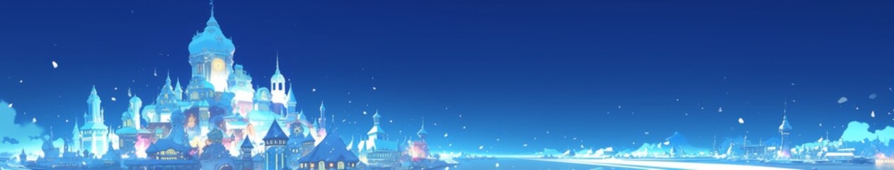 Obraz premium Majestic Ice Sculpture Wonderland: Dazzling Cartoon Creations Glistening in Winter Sunlight. Enchanting 2025 Christmas and New Year Themed Artwork for Creative Marketing, Game Illustrations, and 4K Wa