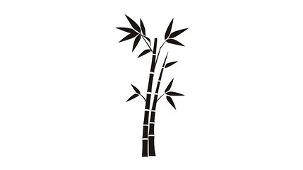 Minimalistic Black Line Art Logo of Bamboo Stalk Segments in Vector Style on White Background