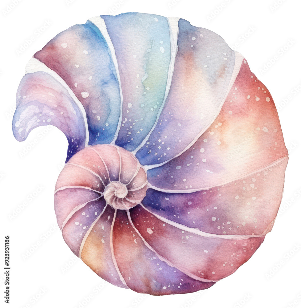 Wall mural png shell in watercolor style white background invertebrate creativity.