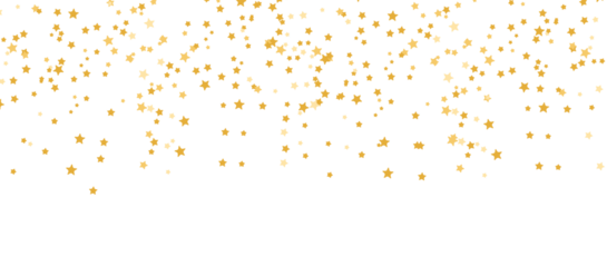Luxury golden stars confetti isolated on transparent background. Event, holiday, festive, Celebration decoration design elements