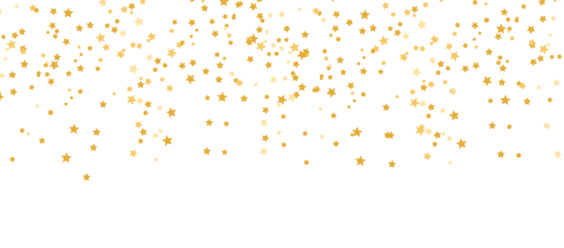 Luxury golden stars confetti isolated on transparent background. Event, holiday, festive, Celebration decoration design elements