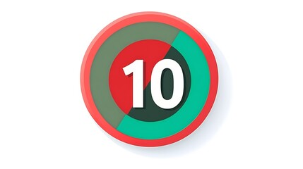 Obraz premium Vibrant Number Ten Circle Sticker in Flat Design on White Background - High Resolution Illustration