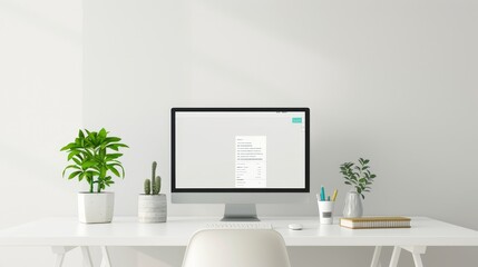 A man sits at a desk with a computer monitor in front of him