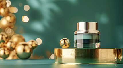 Face cream moisturiser, skincare and bodycare product on green background, spa and organic beauty cosmetics for natural skin care routine