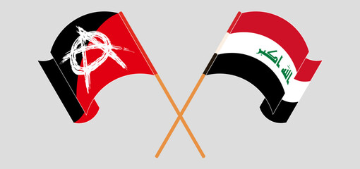 Crossed and waving flags of Iraq and Anarchy