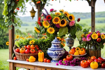 A colorful and vibrant display of various flowers on a table