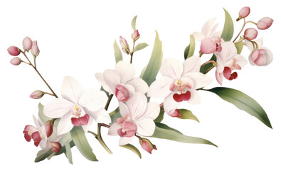 Naklejka premium ottoman painting of *orchid* isolated white background --ar 3:2