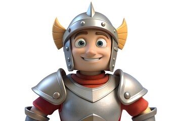 Fototapeta premium Smiling Cartoon Knight in Armor
