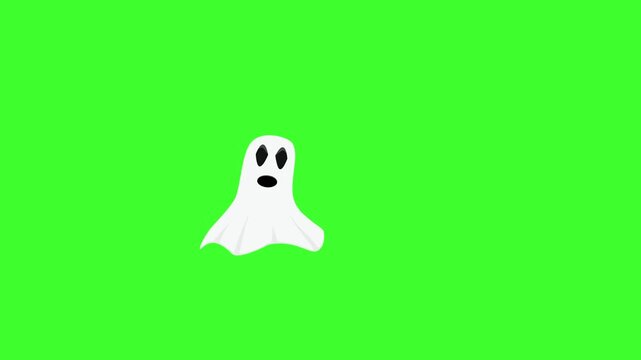 Halloween cartoon ghost animation on green screen