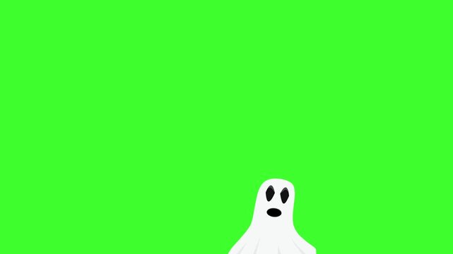 Halloween cartoon ghost animation on green screen