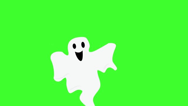 Halloween cartoon ghost animation on green screen