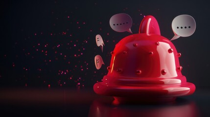 Glossy Red Bell with Speech Bubbles