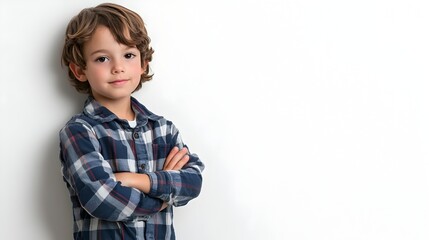 Confident Child Leaning Against Wall Ideal for School or Learning Campaign