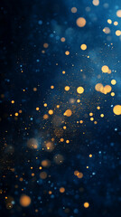 abstract dark blue background with gold particles, Christmas or new year background for smartphone, cellphone. Beautiful background for Christmas or New Year with copy space. Design for banner, greeti