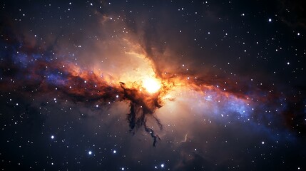 Obraz premium Mystical Centaurus A Galaxy with Dust Lane and Bright Core in Space.