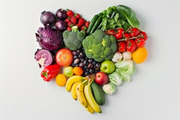 fruits and vegetables heart shaped  