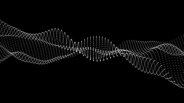 Abstract wave with moving dots. Flow of particles. Abstract Halftone dots wave background animation. Abstract and technology dots wave background.